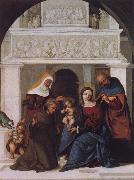 Lodovico Mazzolino The Holy Family with Saints John the Baptist,Elizabeth and Francis painting